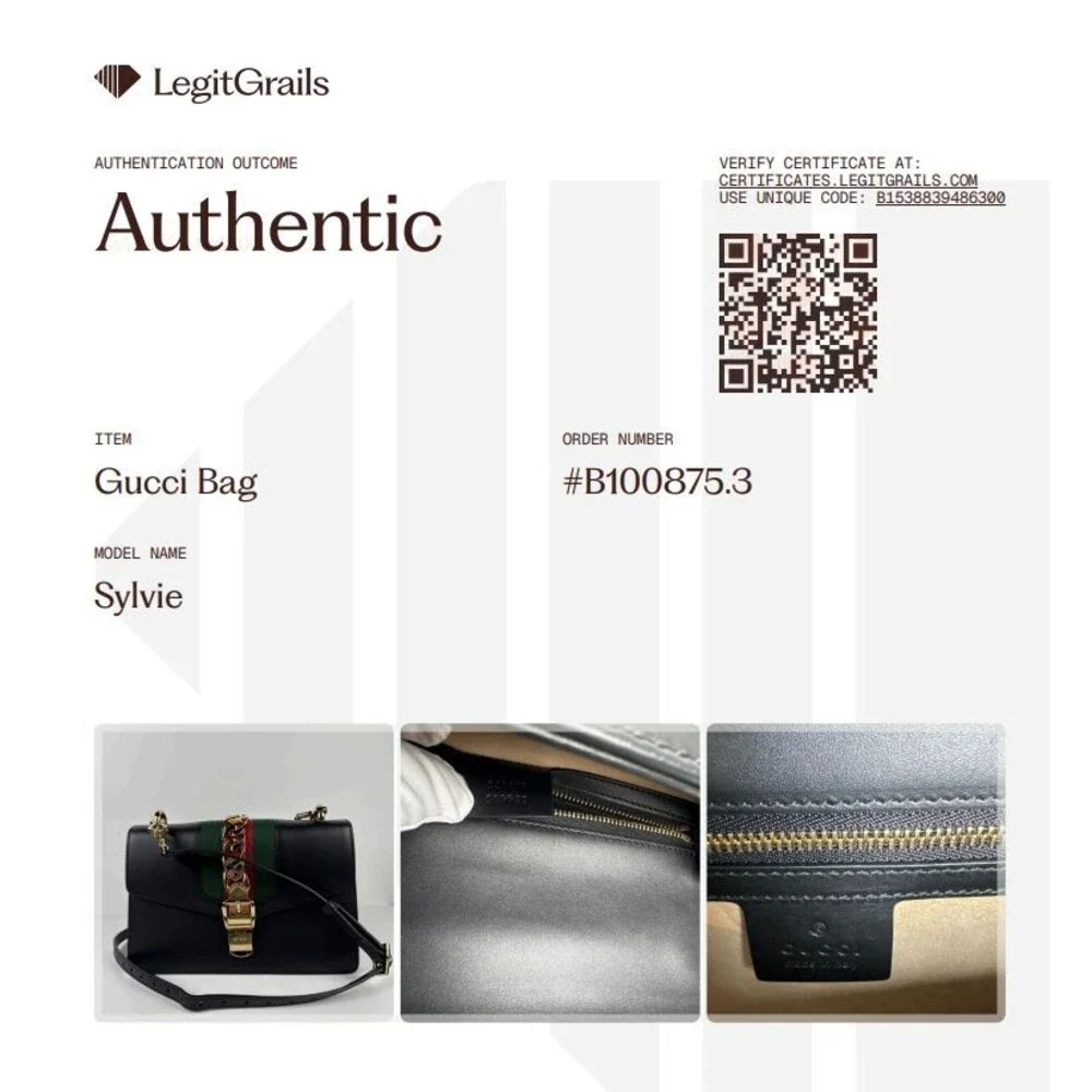 Gucci Sylvie Web Black Leather Shoulder Bag with dust bag & COA authenticated - Picture 2 of 16